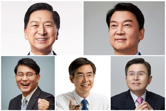 (왼쪽 상단부터 시계 방향으로) 김기현, 안철수 국민의힘 의원, 황교안 전 국무총리, 조경태, 윤상현 국민의힘 의원. <각 의원실 제공>